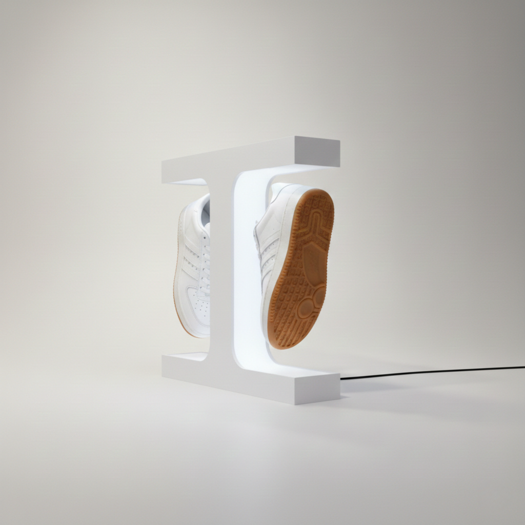 T Shape Manyetik Levitasyon Sergileme Standı Beyaz (Ayakkabı-Kulaklık-Figür)