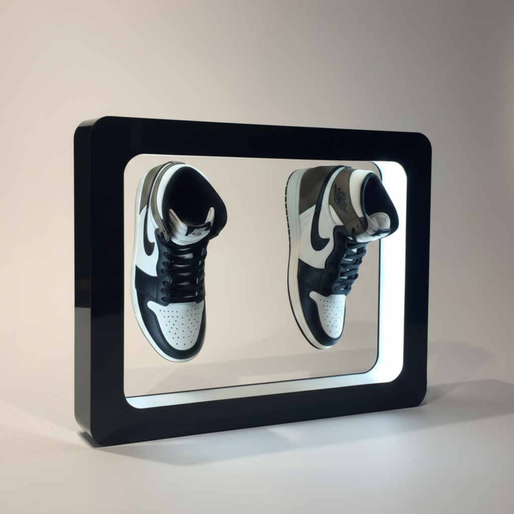 Rectangle Shape Twin Manyetik Levitasyon Sergileme Standı Siyah (Ayakkabı-Kulaklık-Figür)