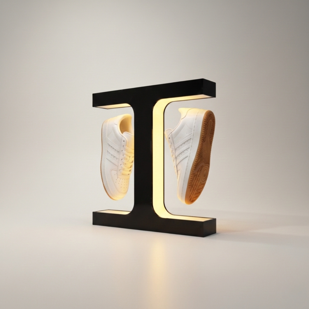 T Shape Manyetik Levitasyon Sergileme Standı Siyah (Ayakkabı-Kulaklık-Figür)